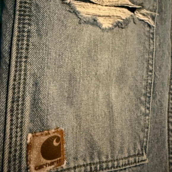 Abercrombie & Fitch Distressed & Reworked Carhartt Style Double Knee Jeans 33x32 - Picture 4 of 5